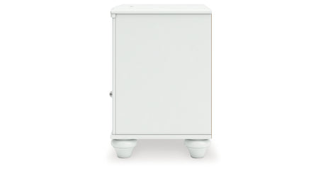 Kozlani Full Upholstered Panel Storage Bed with Mirrored Dresser and Nightstand in White from Ashley - Luna Furniture