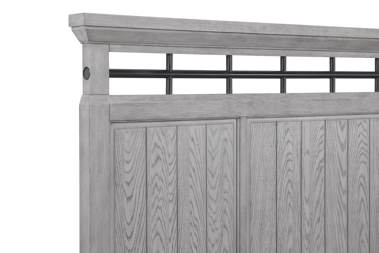 Beckett Rustic Gray Queen Footboard Bench Panel Bed