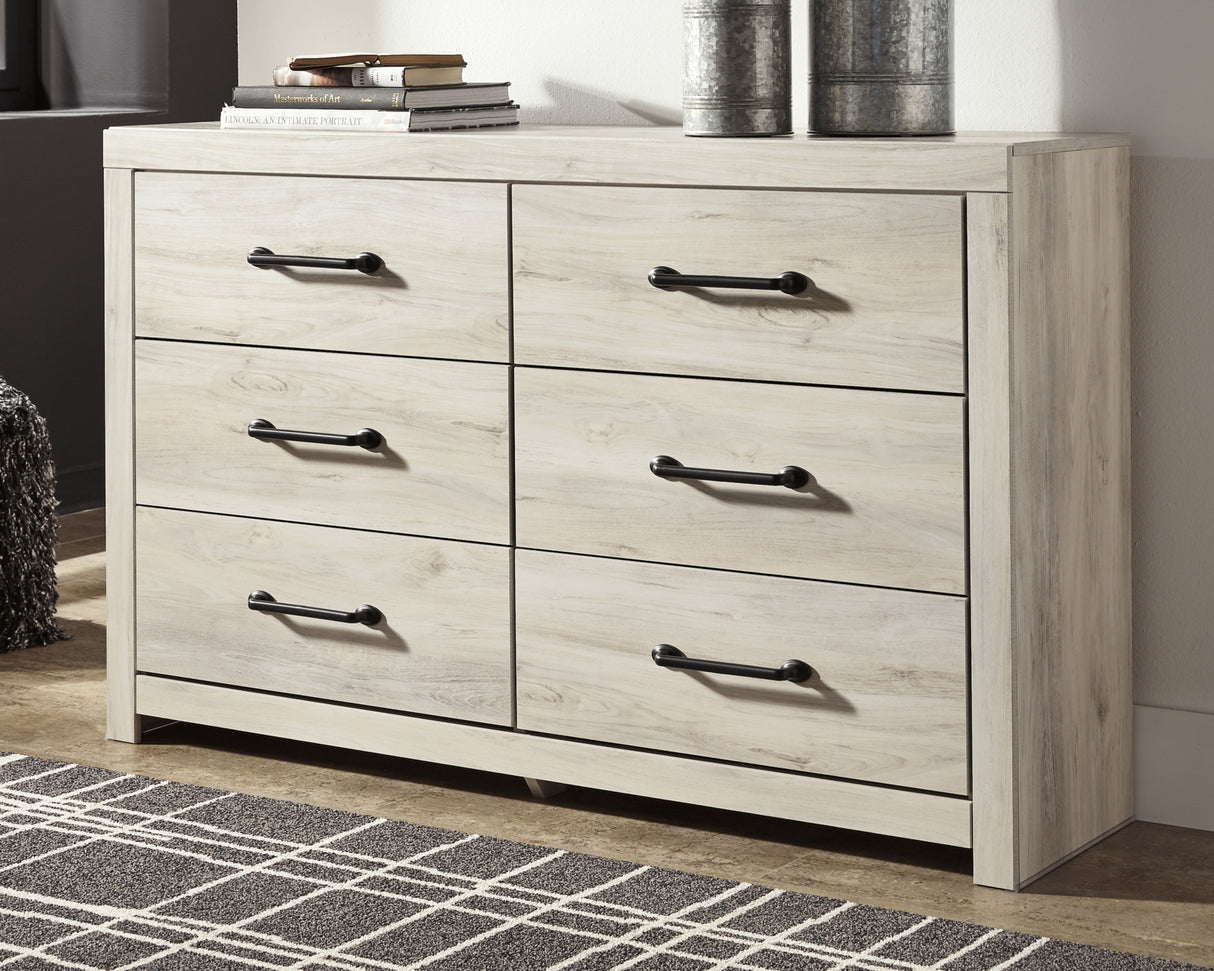 Cambeck King Panel Bed with 2 Storage Drawers with Dresser in Whitewash from Ashley Furniture - Luna Furniture