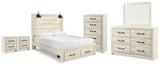 Cambeck Whitewash Queen Panel Bed with 2 Storage Drawers, Dresser, Mirror, Chest and 2 Nightstands from Ashley - Luna Furniture