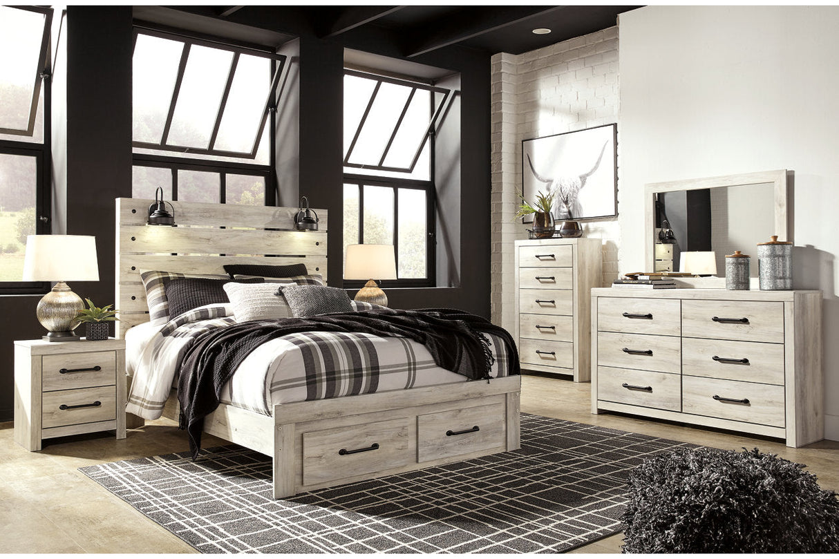 Cambeck Whitewash Queen Storage Panel Bed from Ashley - Luna Furniture