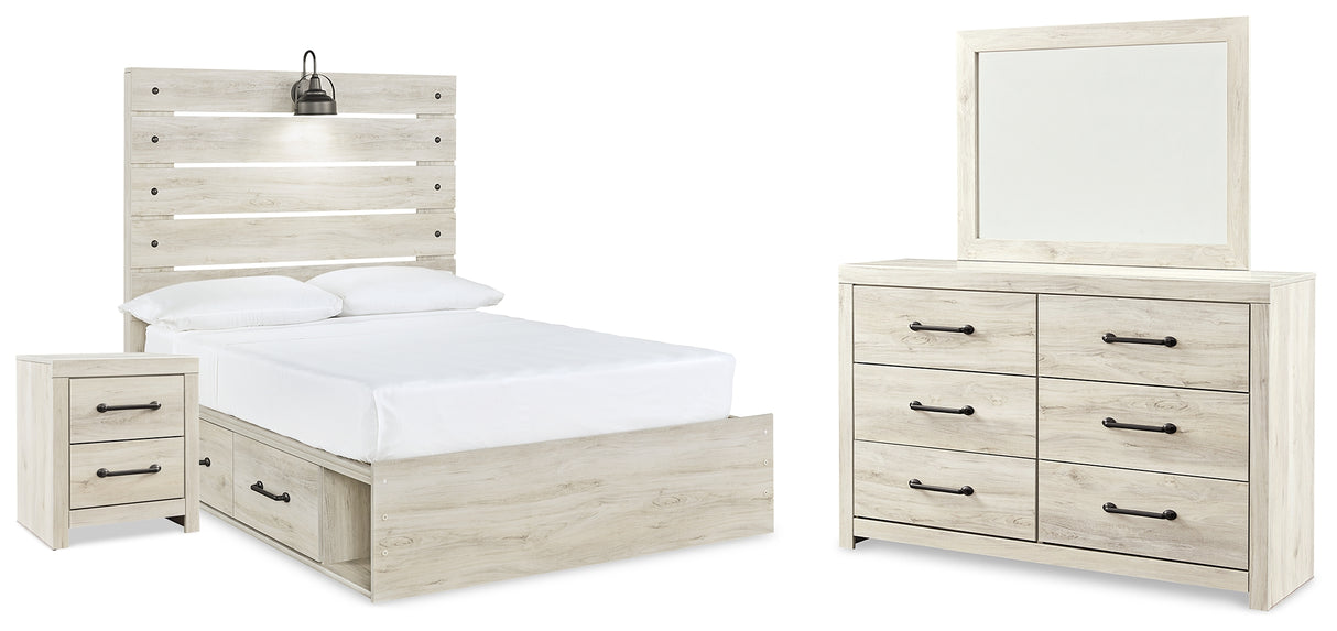 Cambeck Whitewash Full Panel Bed with Storage, Dresser, Mirror and Nightstand from Ashley Furniture - Luna Furniture