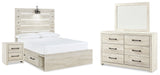 Cambeck Whitewash Full Panel Bed with Storage, Dresser, Mirror and Nightstand from Ashley Furniture - Luna Furniture