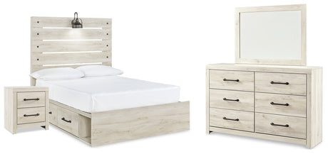 Cambeck Whitewash Full Panel Bed with Storage, Dresser, Mirror and Nightstand from Ashley Furniture - Luna Furniture