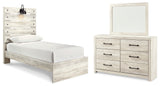 Cambeck Whitewash Wispy White Twin Panel Bed, Dresser and Mirror from Ashley Furniture - Luna Furniture