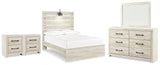 Cambeck Whitewash Full Panel Bed with Mirrored Dresser and 2 Nightstands from Ashley - Luna Furniture