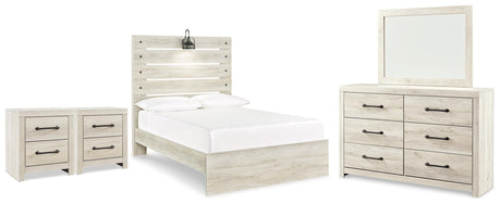 Cambeck Whitewash Full Panel Bed with Mirrored Dresser and 2 Nightstands from Ashley - Luna Furniture