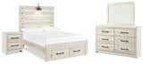 Cambeck Whitewash Full Panel Bed, Dresser, Mirror and Nightstand from Ashley Furniture - Luna Furniture