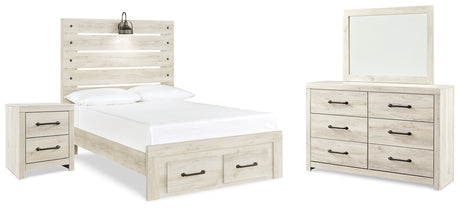 Cambeck Whitewash Full Panel Bed, Dresser, Mirror and Nightstand from Ashley Furniture - Luna Furniture