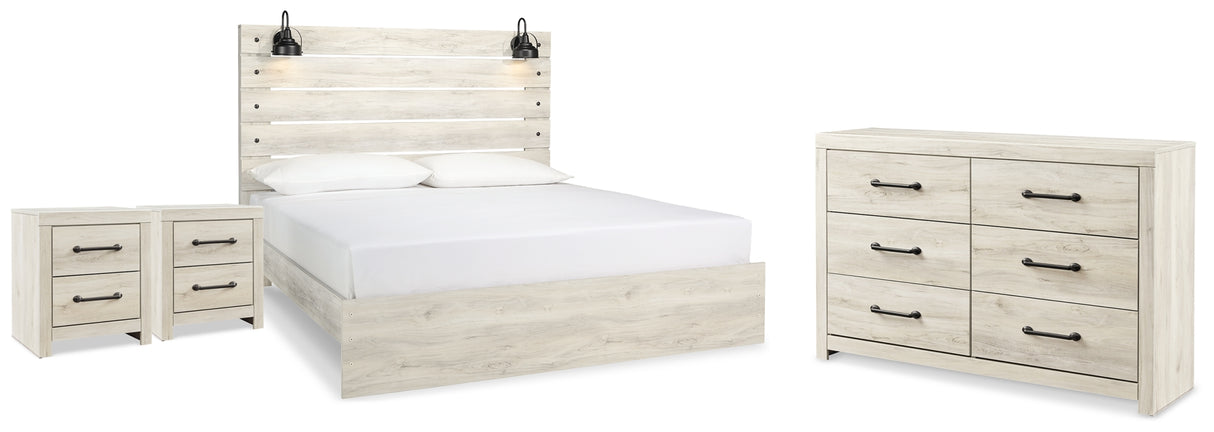 Cambeck Whitewash King Panel Bed, Dresser and 2 Nightstands from Ashley - Luna Furniture