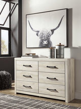 Cambeck Queen Panel Bed with 4 Storage Drawers with Dresser in Whitewash from Ashley Furniture - Luna Furniture
