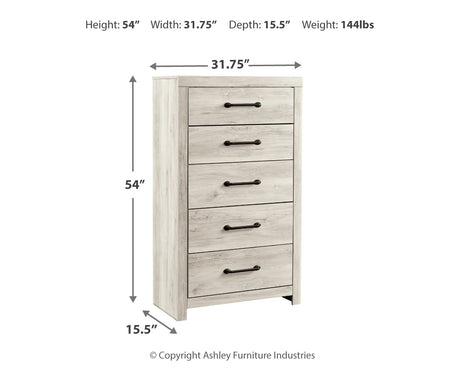 Cambeck King Panel Bed with 2 Storage Drawers with Mirrored Dresser, Chest and 2 Nightstands in Whitewash from Ashley Furniture - Luna Furniture