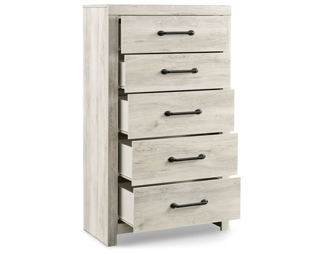 Cambeck King Panel Bed with 2 Storage Drawers with Mirrored Dresser, Chest and 2 Nightstands in Whitewash from Ashley Furniture - Luna Furniture