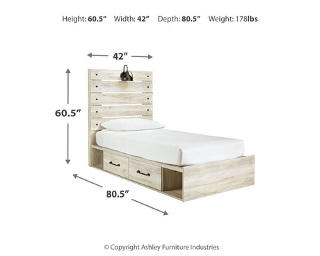 Cambeck Whitewash Twin Storage Platform Bed with 2 Drawers from Ashley Furniture - Luna Furniture