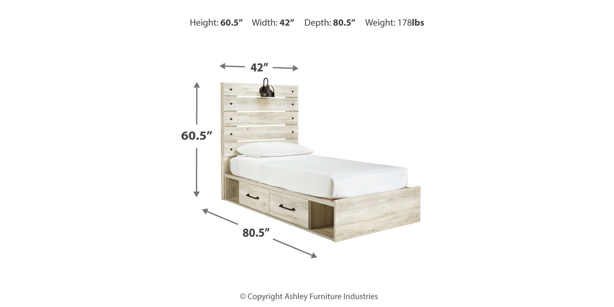 Cambeck Whitewash Twin Storage Platform Bed with 2 Drawers from Ashley Furniture - Luna Furniture