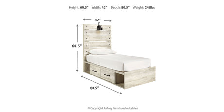Cambeck Whitewash Twin Storage Platform Bed with 4 Drawers from Ashley Furniture - Luna Furniture