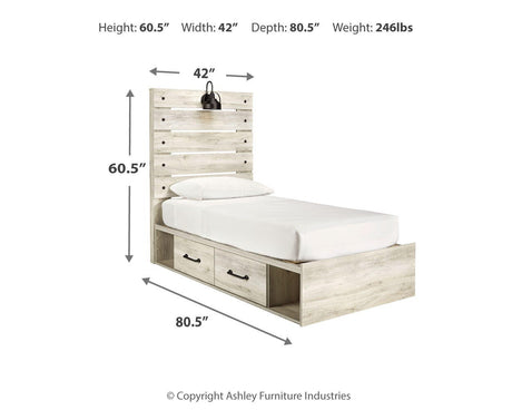 Cambeck Whitewash Twin Storage Platform Bed with 4 Drawers from Ashley Furniture - Luna Furniture