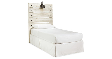 Cambeck Twin Panel Headboard Bed with Mirrored Dresser and Chest in Whitewash from Ashley Furniture - Luna Furniture