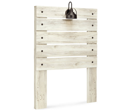 Cambeck Twin Panel Headboard Bed with Mirrored Dresser, Chest and Nightstand in Whitewash from Ashley Furniture - Luna Furniture