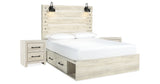 Cambeck Whitewash Queen Panel Storage Bed and 2 Nightstands from Ashley - Luna Furniture