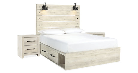 Cambeck Whitewash Queen Panel Storage Bed and 2 Nightstands from Ashley Furniture - Luna Furniture