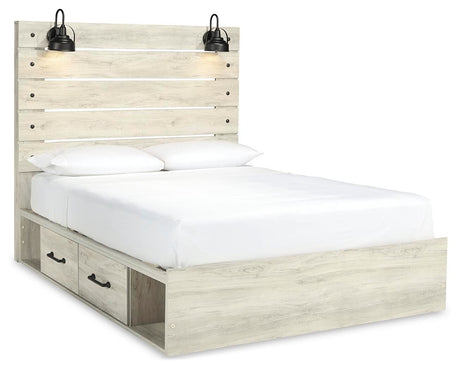 Cambeck Whitewash Queen Panel Storage Bed and 2 Nightstands from Ashley Furniture - Luna Furniture