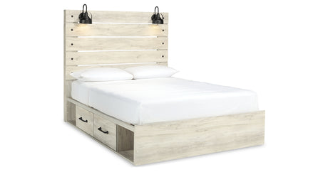 Cambeck Whitewash Queen Panel Storage Bed and 2 Nightstands from Ashley Furniture - Luna Furniture