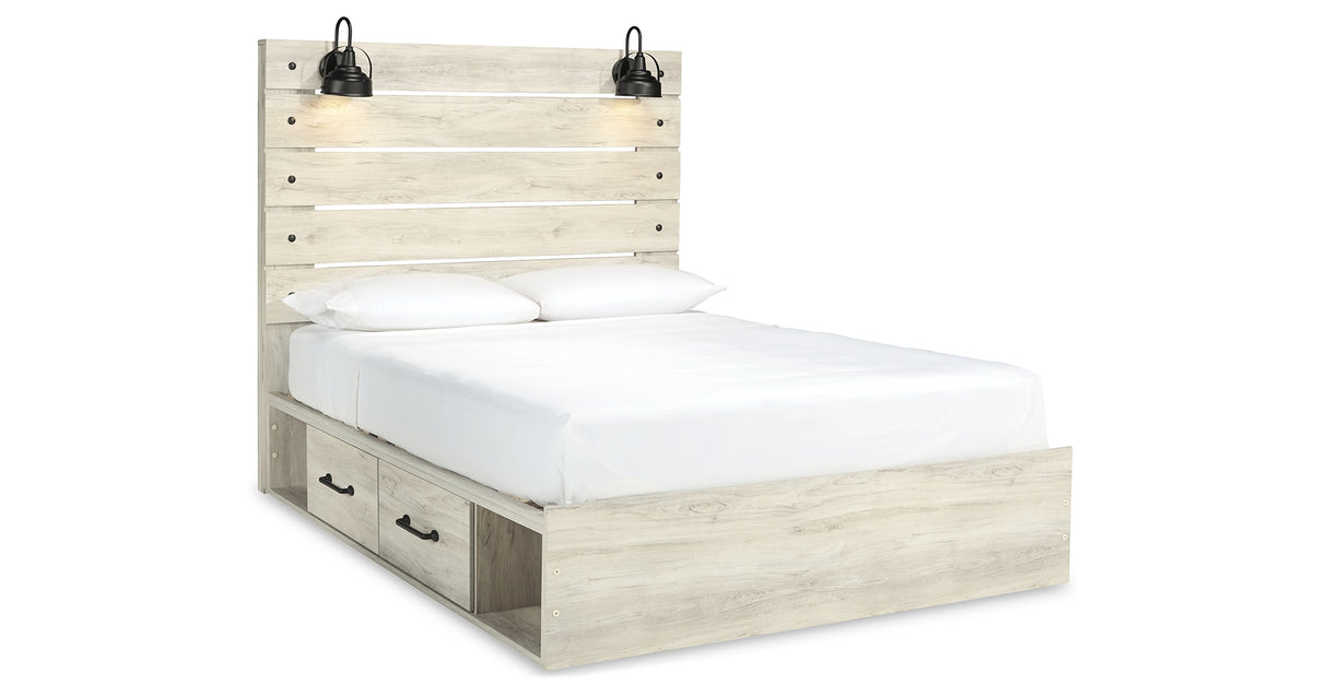 Cambeck Whitewash Queen Panel Storage Bed, Dresser, Mirror, 2 Chests and 2 Nightstands from Ashley - Luna Furniture