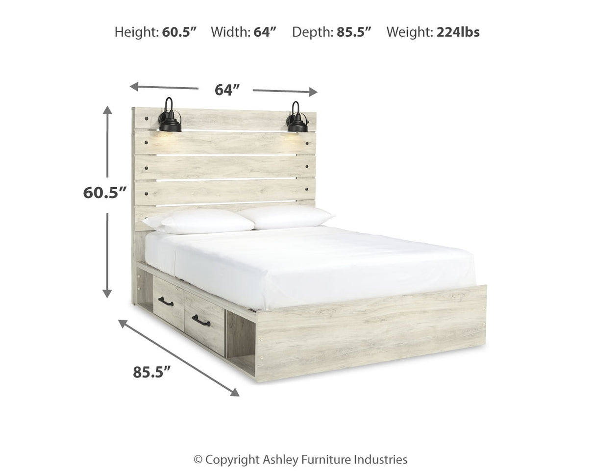 Cambeck Whitewash Queen Panel Storage Bed, Dresser, Mirror, 2 Chests and 2 Nightstands from Ashley - Luna Furniture