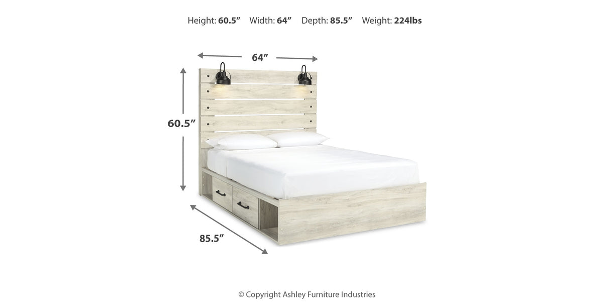 Cambeck Whitewash Queen Panel Storage Bed and 2 Nightstands from Ashley - Luna Furniture