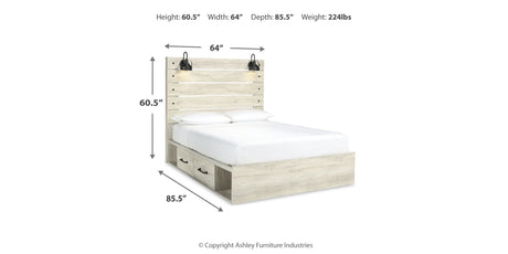 Cambeck Whitewash Queen Panel Storage Bed and 2 Nightstands from Ashley Furniture - Luna Furniture