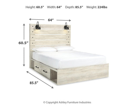 Cambeck Whitewash Queen Panel Storage Bed and 2 Nightstands from Ashley Furniture - Luna Furniture