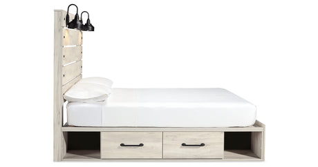 Cambeck Whitewash Queen Panel Storage Bed and 2 Nightstands from Ashley Furniture - Luna Furniture