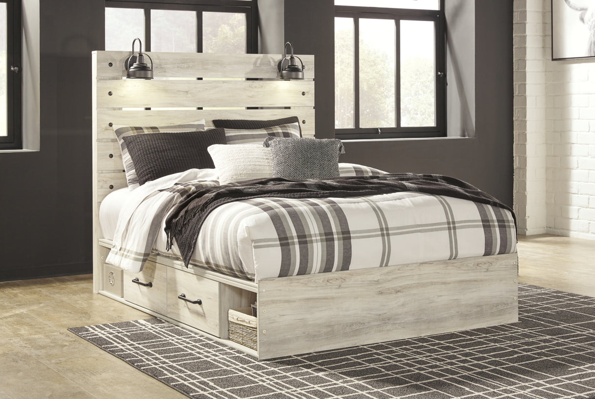 Cambeck Whitewash Queen Panel Storage Bed and 2 Nightstands from Ashley - Luna Furniture