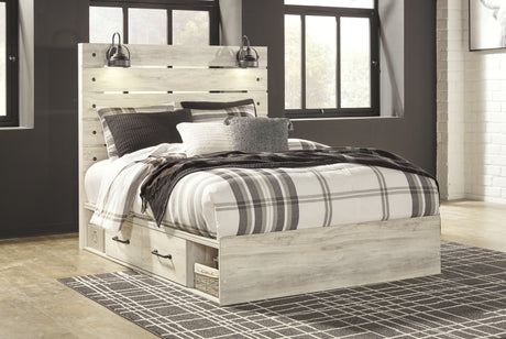 Cambeck Whitewash Queen Panel Storage Bed and 2 Nightstands from Ashley Furniture - Luna Furniture