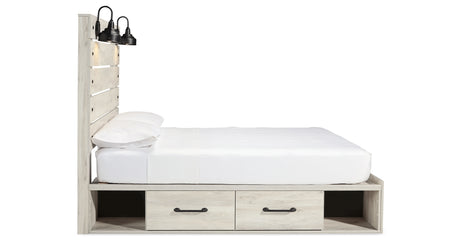 Cambeck Queen Panel Bed with 4 Storage Drawers with Dresser in Whitewash from Ashley Furniture - Luna Furniture
