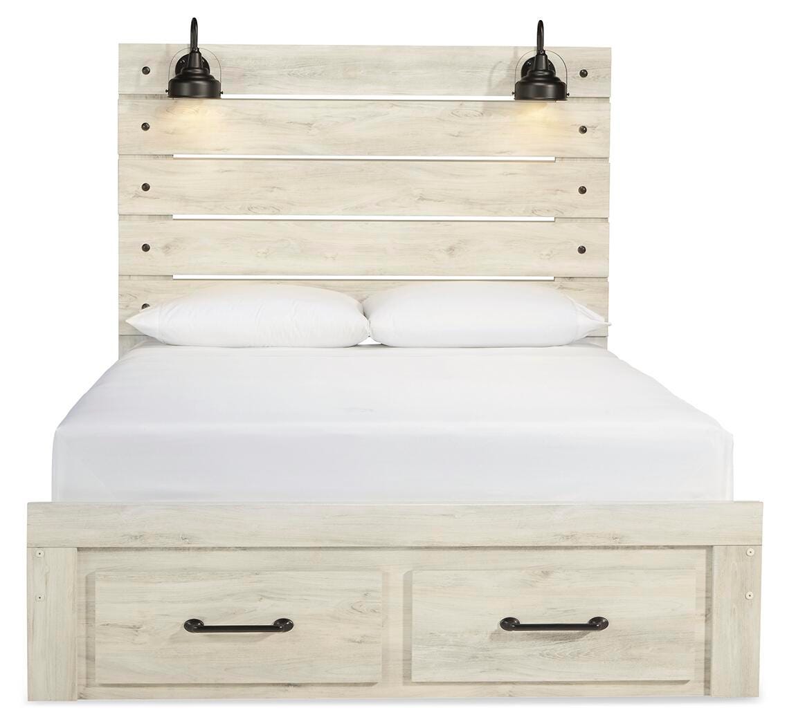 Cambeck Whitewash Queen Panel Bed with 2 Storage Drawers, Dresser, Mirror, Chest and 2 Nightstands from Ashley - Luna Furniture