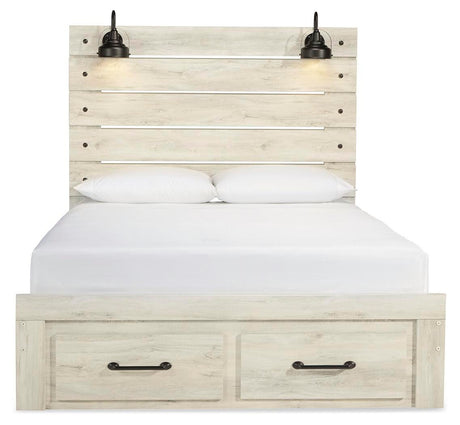 Cambeck Whitewash Queen Panel Bed with 2 Storage Drawers, Dresser, Mirror, Chest and 2 Nightstands from Ashley - Luna Furniture