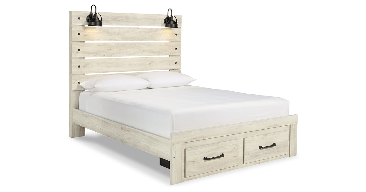 Cambeck Whitewash Queen Storage Panel Bed from Ashley Furniture - Luna Furniture