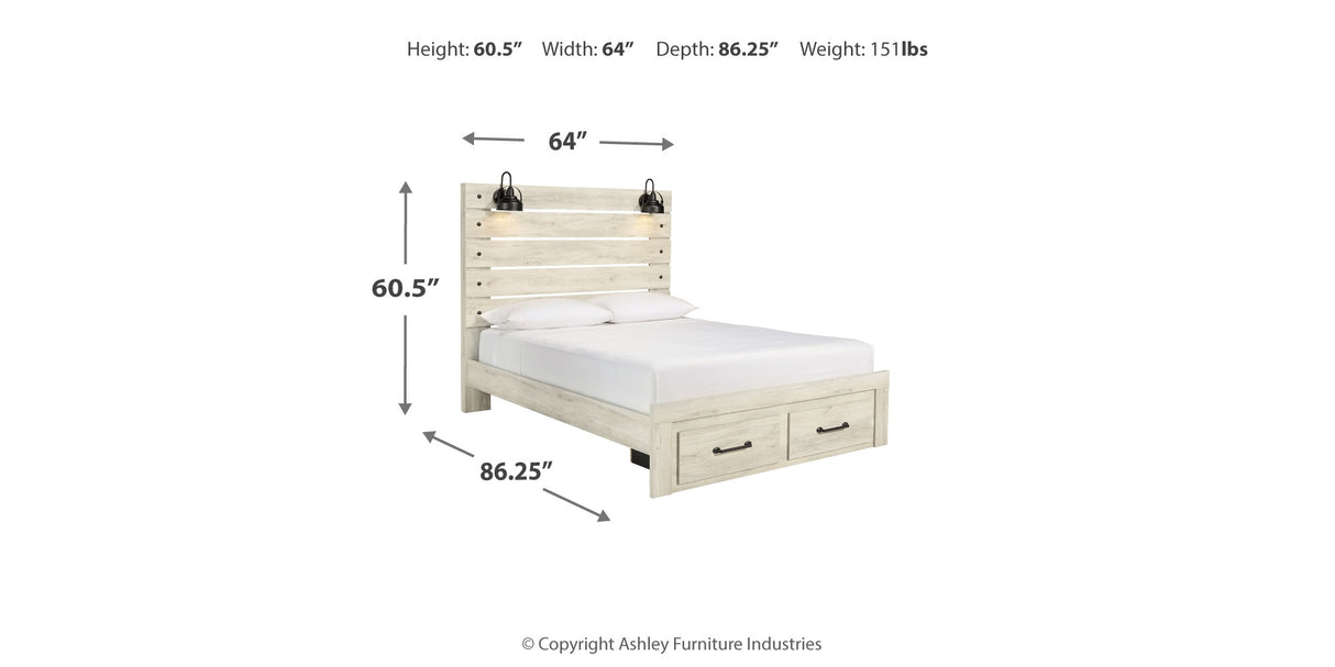 Cambeck Whitewash Queen Storage Panel Bed from Ashley Furniture - Luna Furniture