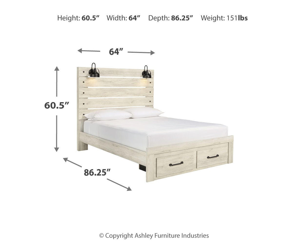 Cambeck Whitewash Queen Panel Storage Bed, Dresser and 2 Nightstands from Ashley - Luna Furniture