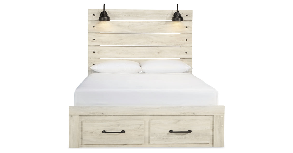 Cambeck Whitewash Queen Storage Panel Bed from Ashley Furniture - Luna Furniture