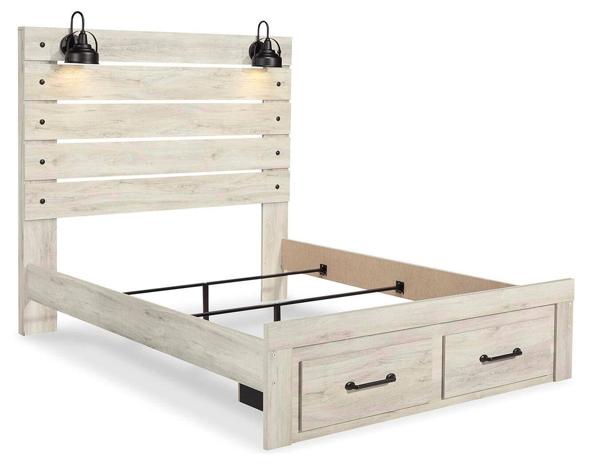 Cambeck Whitewash Queen Panel Storage Bed, Dresser, Mirror, Chest and 2 Nightstands from Ashley - Luna Furniture