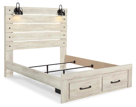Cambeck Whitewash Queen Panel Storage Bed, Dresser, Mirror, Chest and 2 Nightstands from Ashley - Luna Furniture