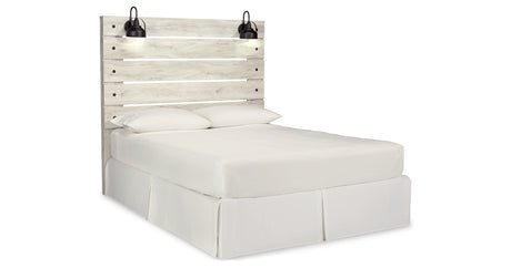 Cambeck Queen Panel Headboard Bed with Mirrored Dresser and 2 Nightstands in Whitewash from Ashley Furniture - Luna Furniture