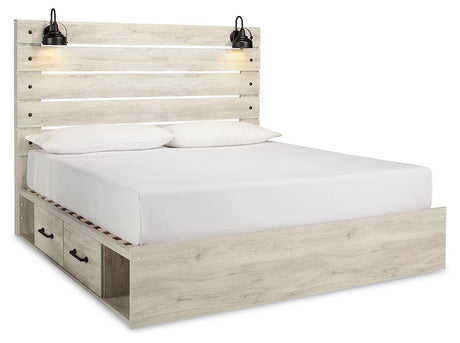 Cambeck Whitewash King Storage Platform Bed with 2 Drawers from Ashley - Luna Furniture