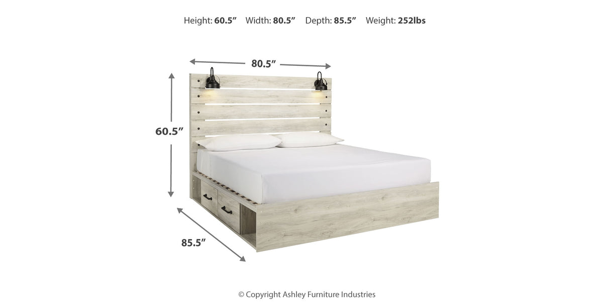 Cambeck Whitewash King Storage Platform Bed with 2 Drawers from Ashley - Luna Furniture