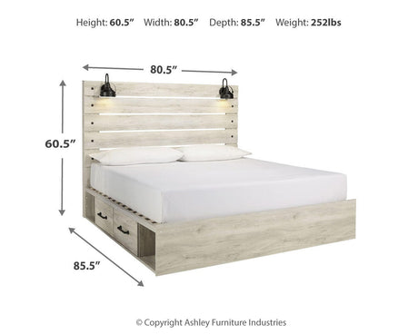 Cambeck Whitewash King Storage Platform Bed with 2 Drawers from Ashley - Luna Furniture