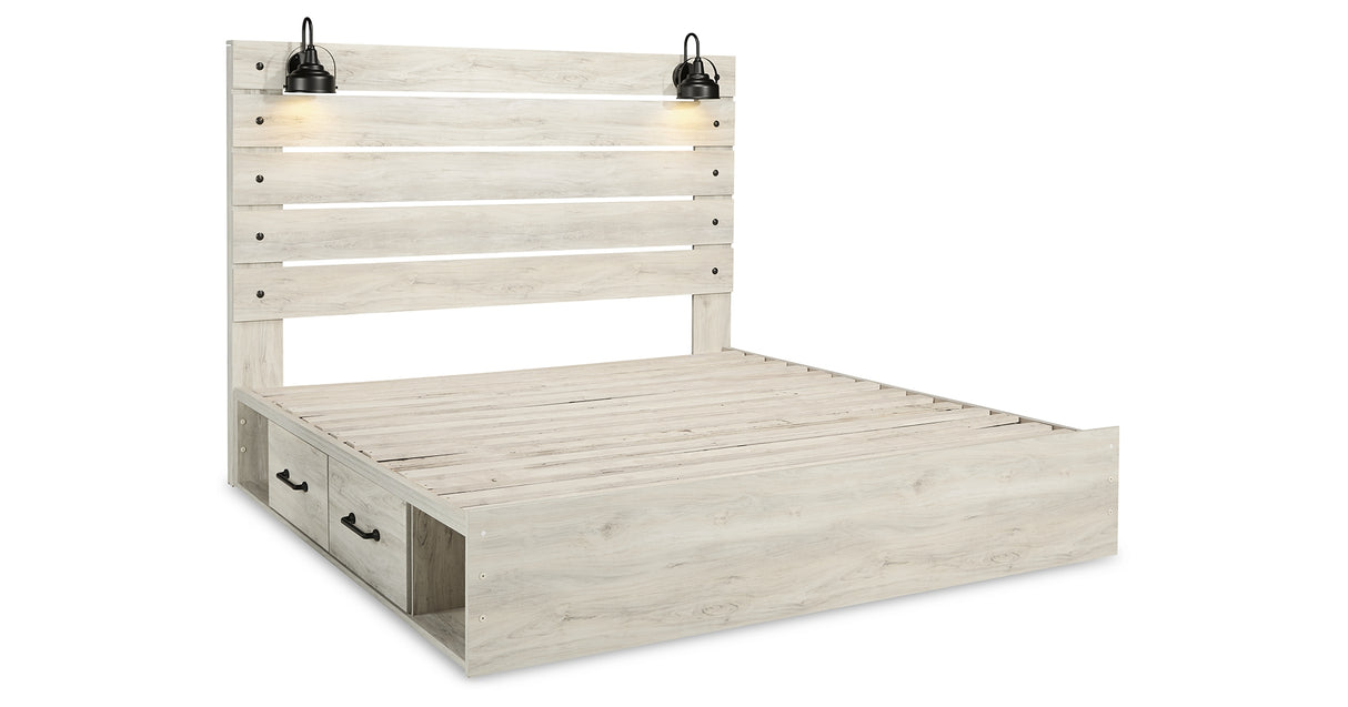 Cambeck Whitewash King Storage Platform Bed with 2 Drawers from Ashley - Luna Furniture