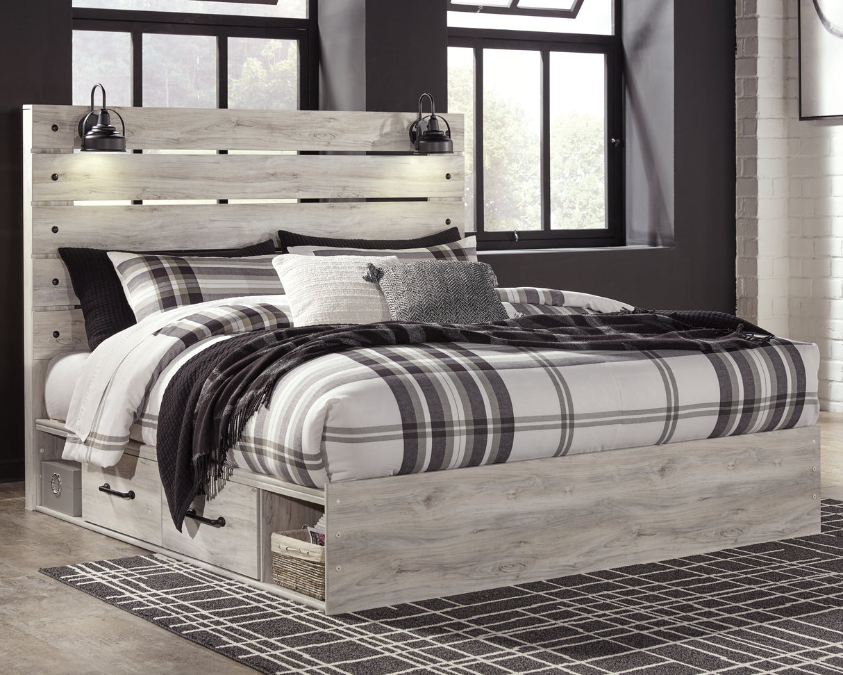Cambeck Whitewash King Storage Platform Bed with 4 Drawers from Ashley Furniture - Luna Furniture
